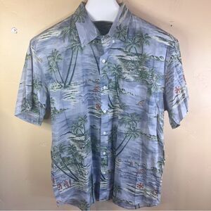 J.Crew Mens Black Hawaiian Size XL Light Weight‎ Chambray Tropical Button Down